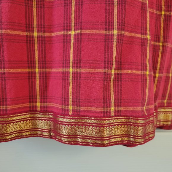 Lemon Grass Cotton Tank/Shift Dress Plaid Gold Detail SM - Picture 9 of 9